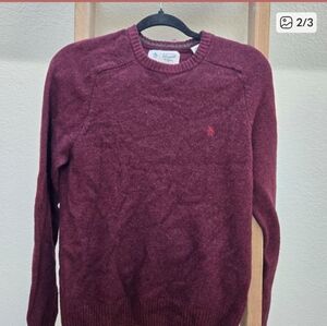 Original Penguin Men's Deep Red 100% Lamb Wool Sweater